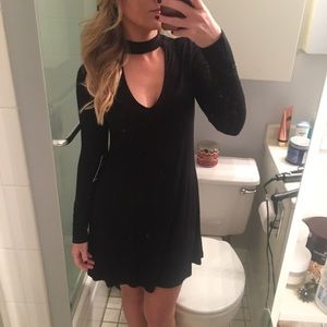 Black Long-sleeve Keyhole Dress - Size XS